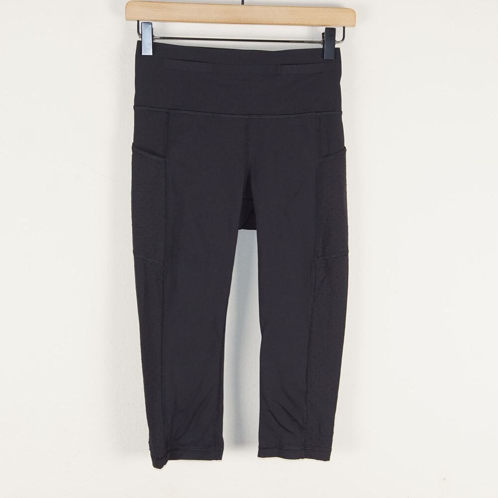 Lululemon Mind Over Miles Black 17" Crop Leggings Womens Sz 4
